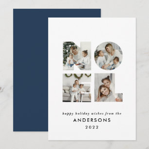 Noel Christmas bold modern 4 photo simple Holiday Card