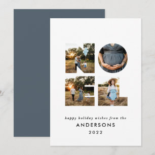 Noel Christmas bold modern 4 photo simple Holiday Card