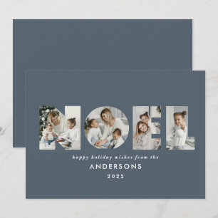 Noel Christmas bold modern 4 photo simple Holiday Card