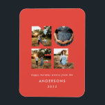 Noel Christmas bold modern 4 photo simple Holiday  Magnet<br><div class="desc">Colourful bright fun Noel Christmas typography 4 photo holiday design. Red,  green,  navy blue,  black and pink colorways available.</div>