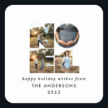 Noel Christmas bold modern 4 photo simple Holiday Square Sticker<br><div class="desc">Colourful bright fun Noel Christmas typography 4 photo holiday design. Red,  green,  navy blue,  black and pink colorways available.</div>