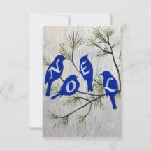 "NOEL" Christmas Card with Blue Birds 