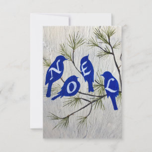 "NOEL" Christmas Card with Blue Birds 