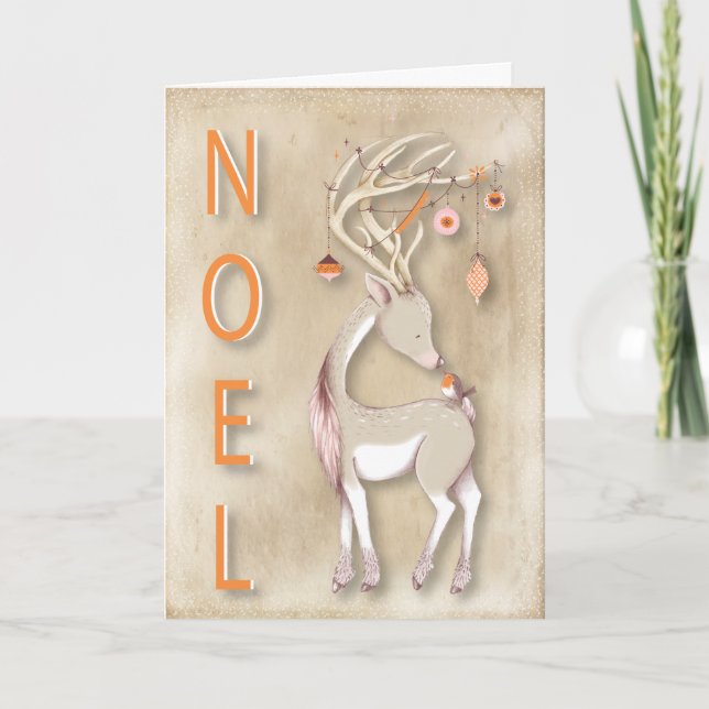 Noel Christmas Deer Holiday Card (Front)