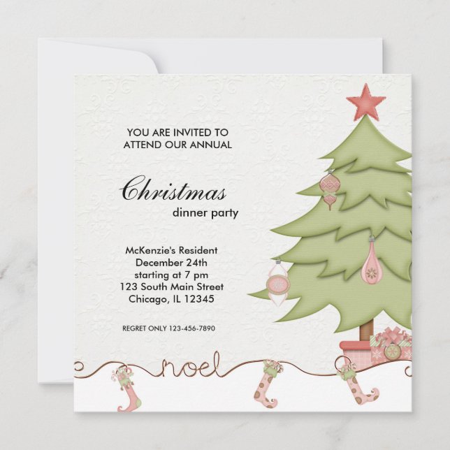 Noel Christmas Dinner Invitation (Front)