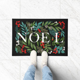 NOEL Christmas Greenery and Berries Doormat