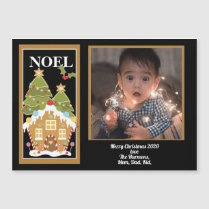 Noel Christmas Greeting Gingerbread House Photo
