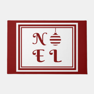 NOEL Christmas Holiday Red And White Bauble Doormat