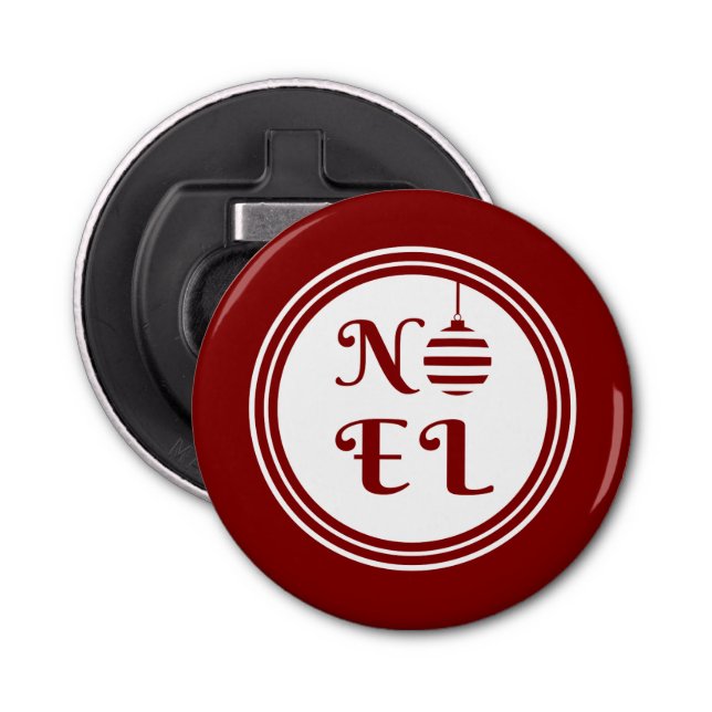 NOEL Christmas Holiday Red And White Bottle Opener (Front)