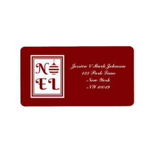 NOEL Christmas Holiday Red And White Label