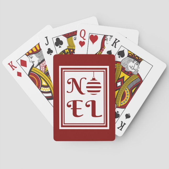 NOEL Christmas Holiday Red And White Playing Cards (Back)