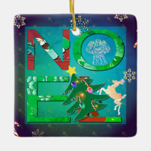 Noel Christmas + Photo  Ceramic Ornament