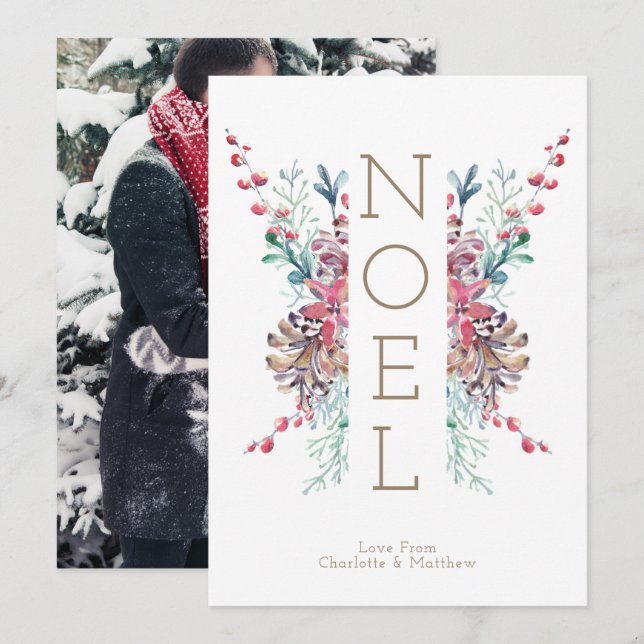 Noel Christmas Photo Personalised Winter Invitation (Front/Back)
