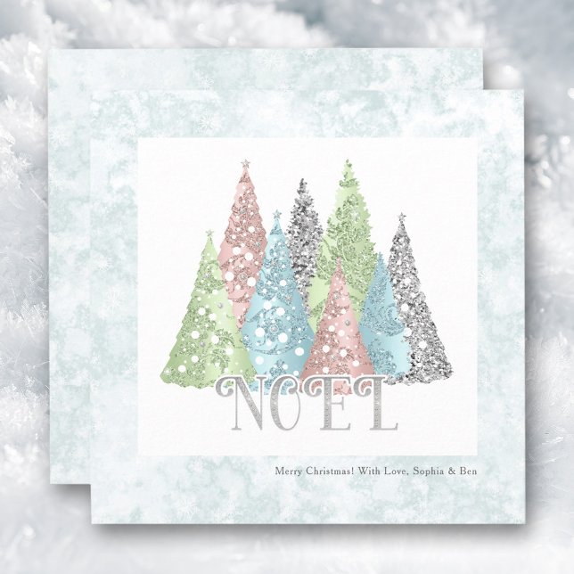 Noel Christmas Trees Modern Holiday Card (Noel Christmas Trees Modern Holiday Card)
