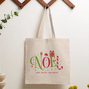 Noel colorful and fun typography resign tote bag