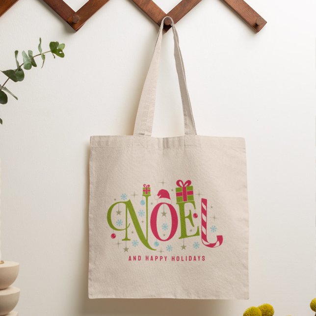 Noel colourful and fun typography resign tote bag (Creator Uploaded)
