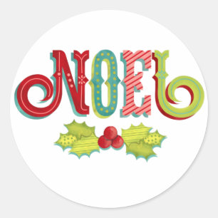 Noel Colourful Christmas Classic Round Sticker