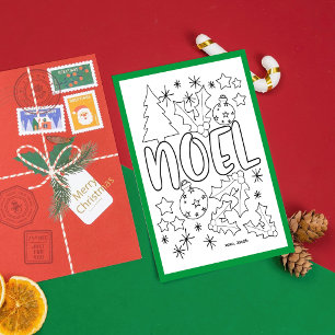Noel Colouring Page Christmas w/Signature Line Postcard