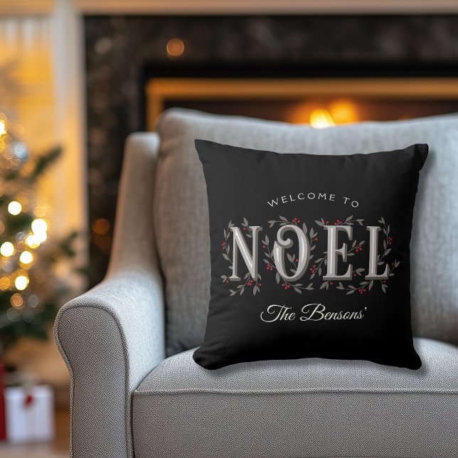 Noel Decorative Black Red Personalised Christmas Cushion (Creator Uploaded)