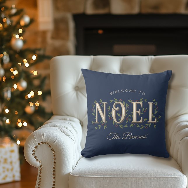 Noel Decorative Blue Personalised Christmas Cushion (Creator Uploaded)