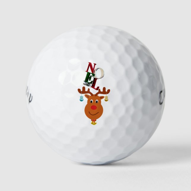Noel Deer Bells Bauble Rudolf Snowflakes Christmas Golf Balls (Front)