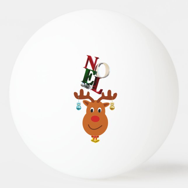 Noel Deer Bells Bauble Rudolf Snowflakes Christmas Ping Pong Ball (Front)