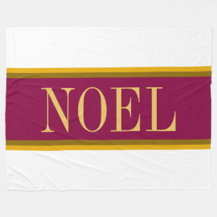 NOEL Elegant Festive Burgundy Red White Stripes Fleece Blanket