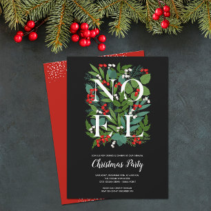 NOEL Elegant Greenery Christmas Invitation