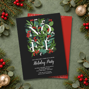 NOEL Elegant Greenery Holiday Invitation