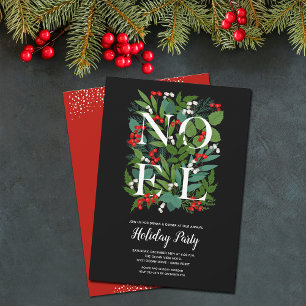NOEL Elegant Greenery Holiday Invitation