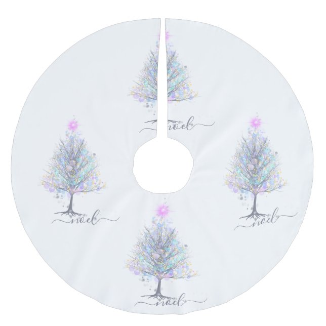 Noel elegant pastel christmas tree brushed polyester tree skirt (Front)