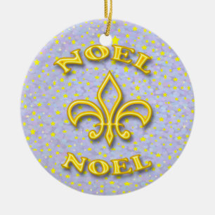 Noel Fleur de Lis Christmas Ceramic Tree Decoration