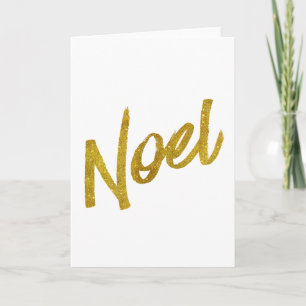 Noel Gold Faux Foil Metallic Glitter Quote Holiday Card