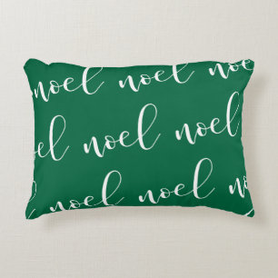 Noel Green Christmas Script Decorative Cushion