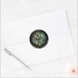 NOEL Greenery Berries Christmas Address Classic Round Sticker<br><div class="desc">Personalised SMALL round stickers feature the word NOEL among elegant leaves and red,  white and gold berries with your name and address in chic white lettering curved around the edges. MATCHING items in our store.</div>
