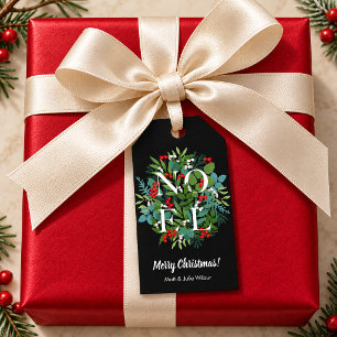 NOEL Greenery Berries Holiday Gift Tags