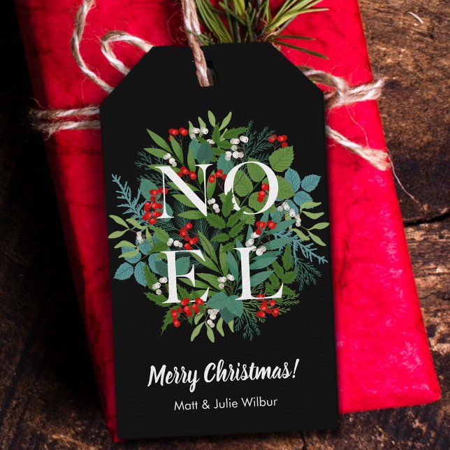 NOEL Greenery Berries Holiday Gift Tags (Creator Uploaded)