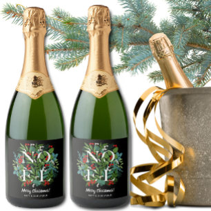 NOEL Greenery Berries Holiday Sparkling Wine Label