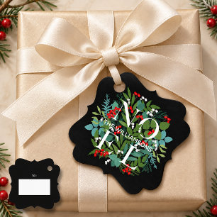 NOEL Greenery Holiday Black Favour Tags