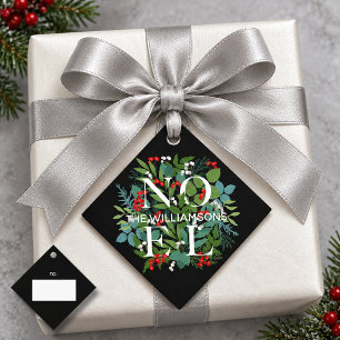 NOEL Greenery Holiday Black Favour Tags