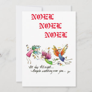 Noel Happy Colourful Angels Watching over you Holiday Card