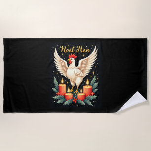 Noel Hen Chicken Beach Towel