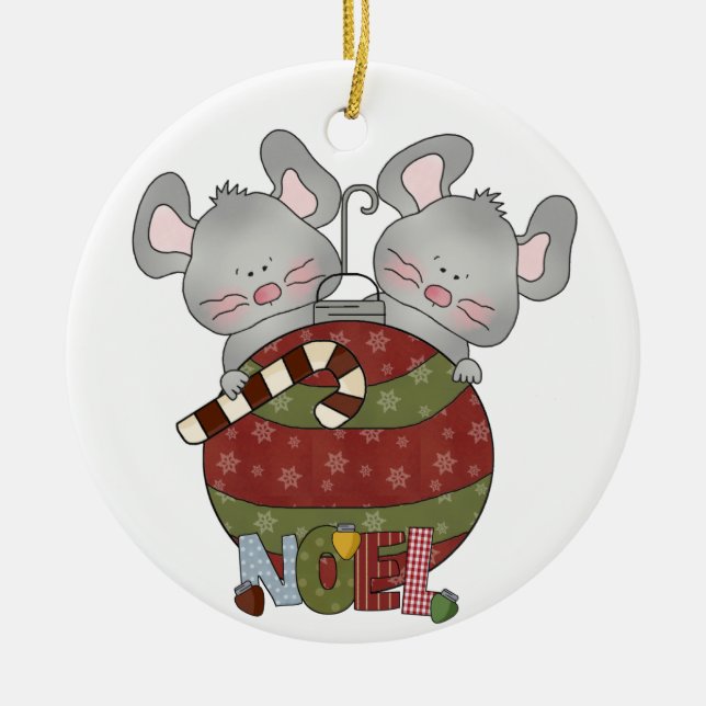 Noel Holiday Mice Christmas Ornament (Front)
