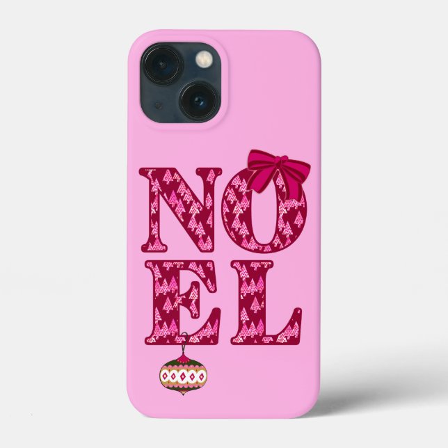 NOEL in a Burgundy Christmas Tree Pattern  Case-Mate iPhone Case (Back)