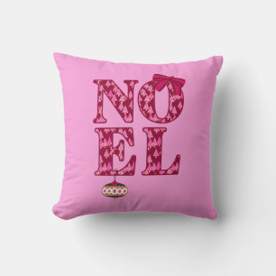 NOEL in a Burgundy Christmas Tree Pattern  Cushion
