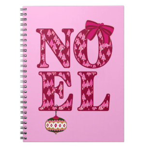 NOEL in a Burgundy Christmas Tree Pattern  Notebook
