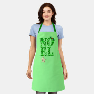 NOEL in a Green Christmas Tree Pattern Apron