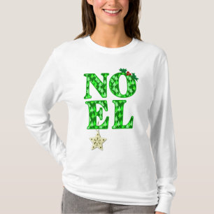 NOEL in a Green Christmas Tree Pattern T-Shirt