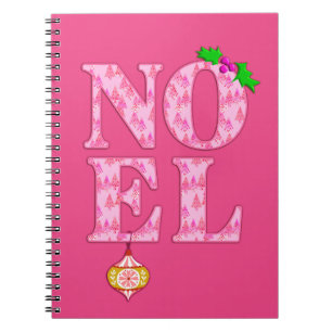 NOEL in a Pink Christmas Tree Pattern Notebook