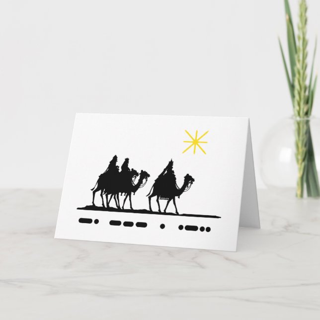 Noel in Morse Code Christmas Card with Wise Men (Front)